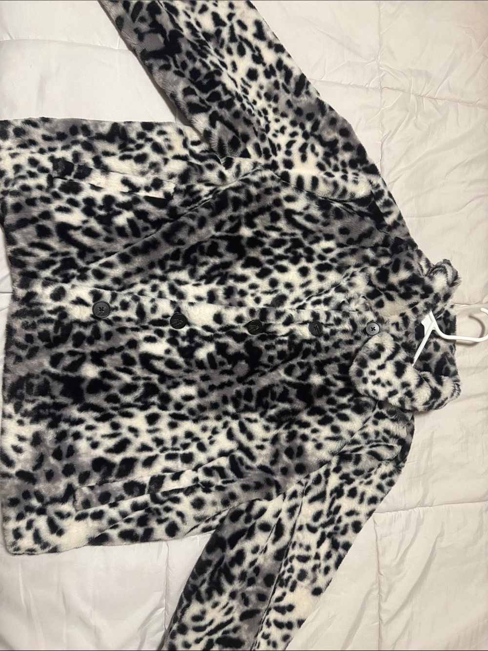 Lane Bryant Black & White Faux Fur Leopard Jacket